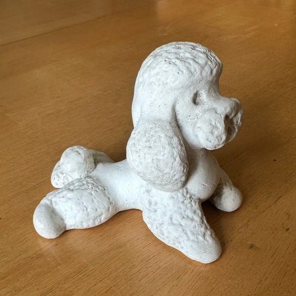 White Poodle Slip Casting Dog Figurine - Picture 3 of 8